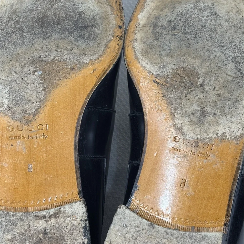 GUCCI Black Leather Slip On Loafers Mens EU 41 / US 8‎ Italy